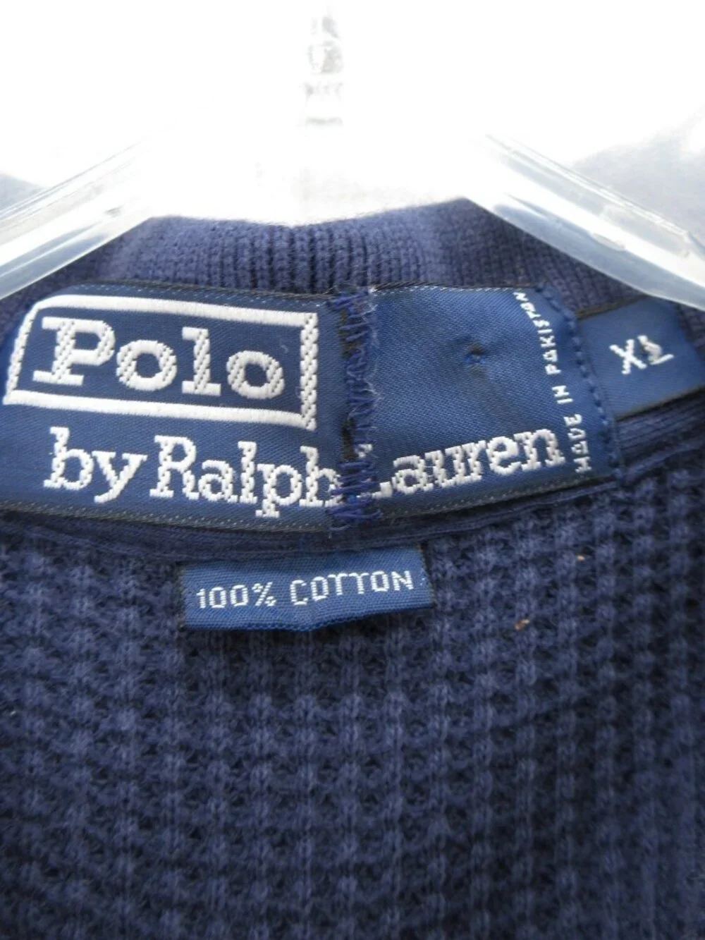 VGT Polo Ralph Lauren Polo Shirt XL Navy Thermal Waffle Red Pony 90s